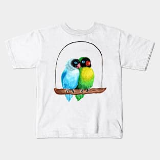 Cute Lovebirds Watercolor Painting Kids T-Shirt